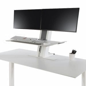 QuickStand Sit-stand Desk Dual monitor setup